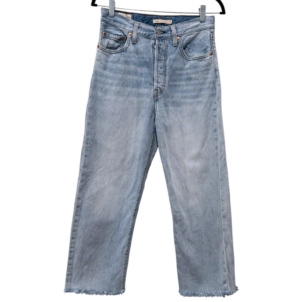 Levi's Ribcage Straight Ankle Light Wash Denim Jeans Button Fly Women Size 28